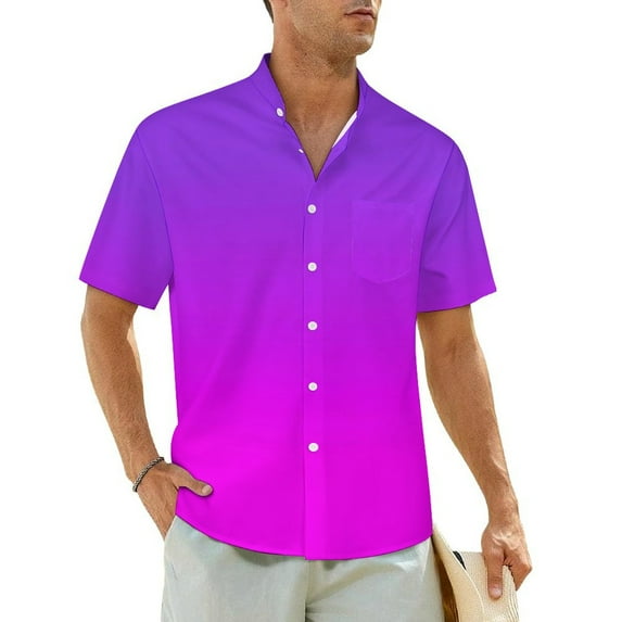 Watercolor Ombre Casual Shirt Zebra Print Vintage Hawaiian Shirts Men Short Sleeves Beach