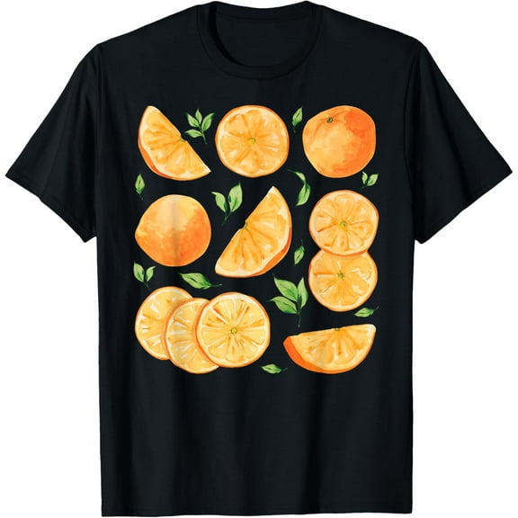 Watercolor Orange Citrus Fruit collection summer T-Shirt100% cotton