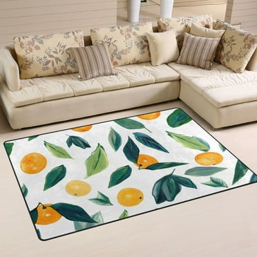 Watercolor Orange Leaves Area Floor Mats Non-Slip Rugs Soft Doormat 31 x 20 inch Carpet for Living Dining Room Bedroom Decorative