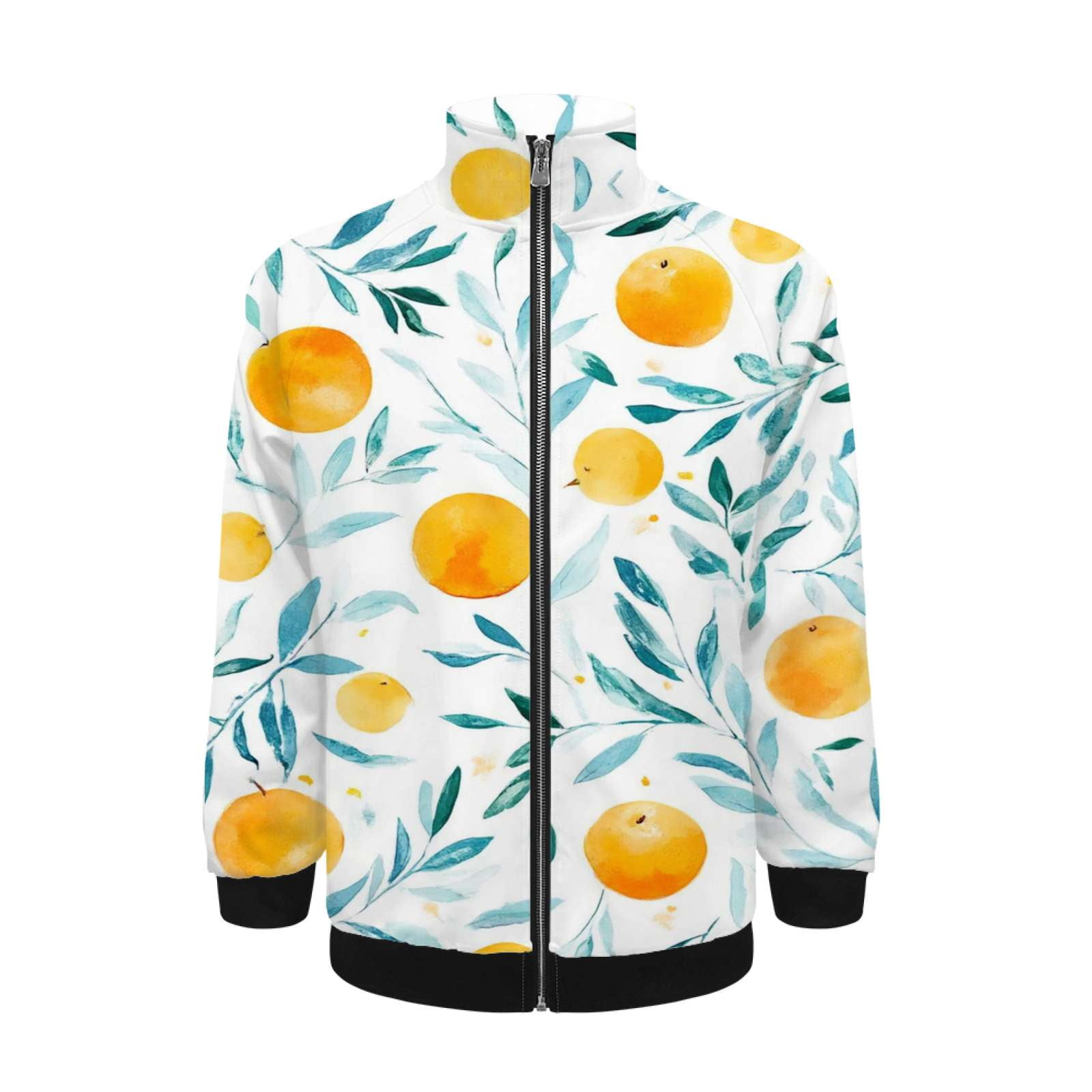 Watercolor Oranges Leafy Pattern Background Jacket Men's Street Cool ...
