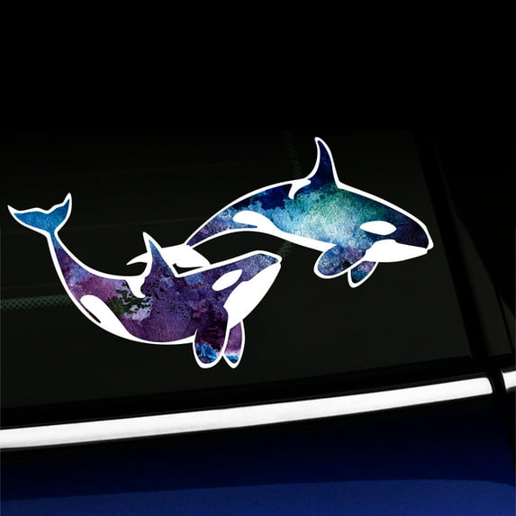 Watercolor Orcas - Killer Whales Vinyl Sticker