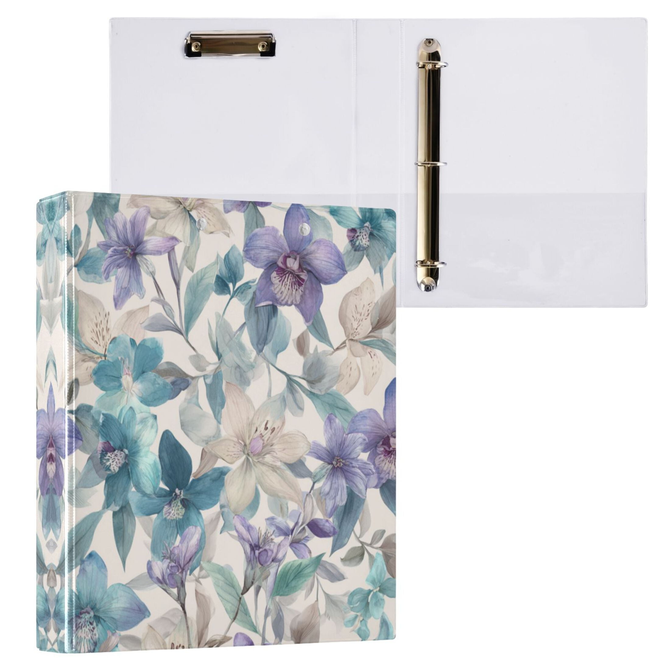 Watercolor Orchids and Lilies 3 Ring Hardcover Binders 1.5in Round ...