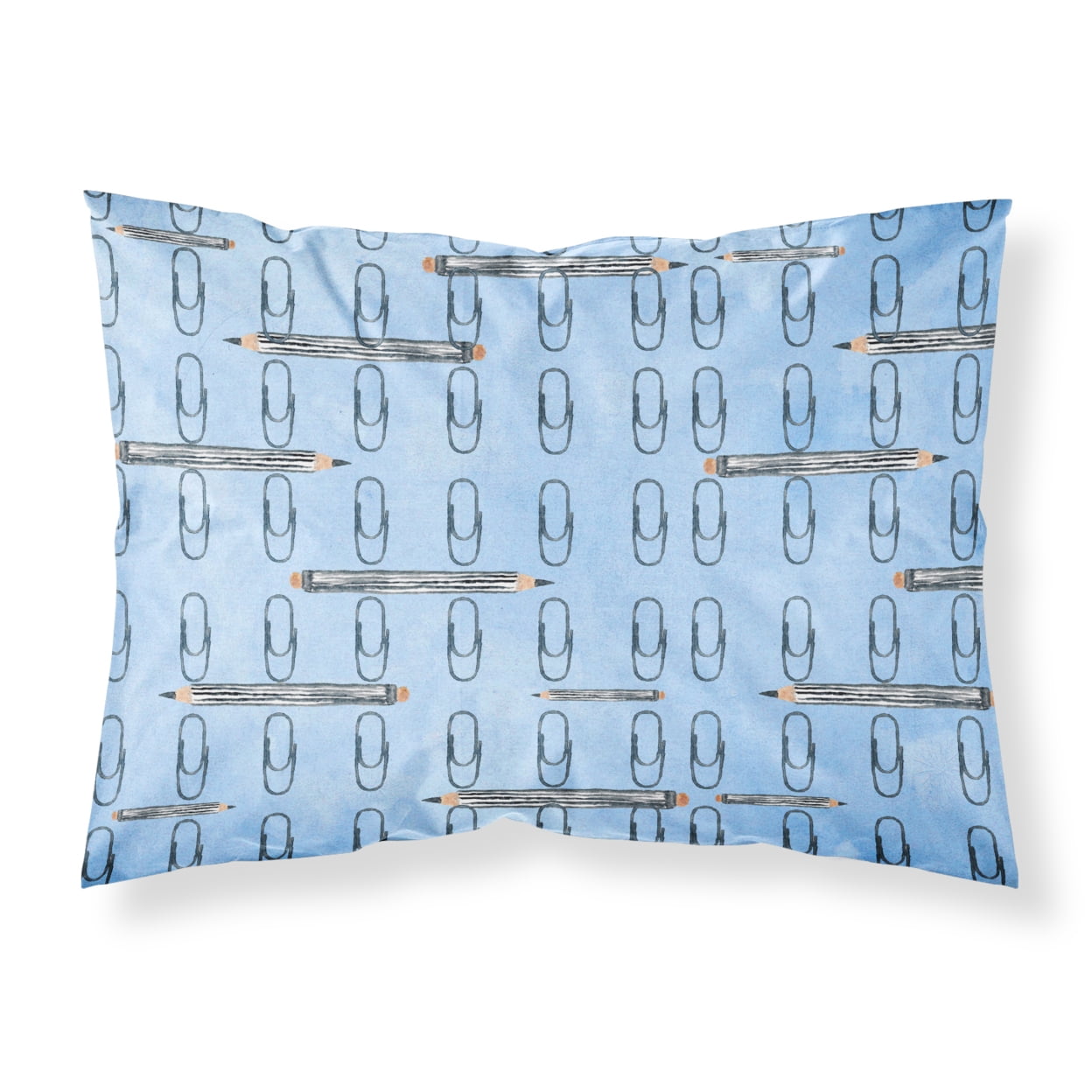 Watercolor Organized Paper Clips Blue Fabric Standard Pillowcase