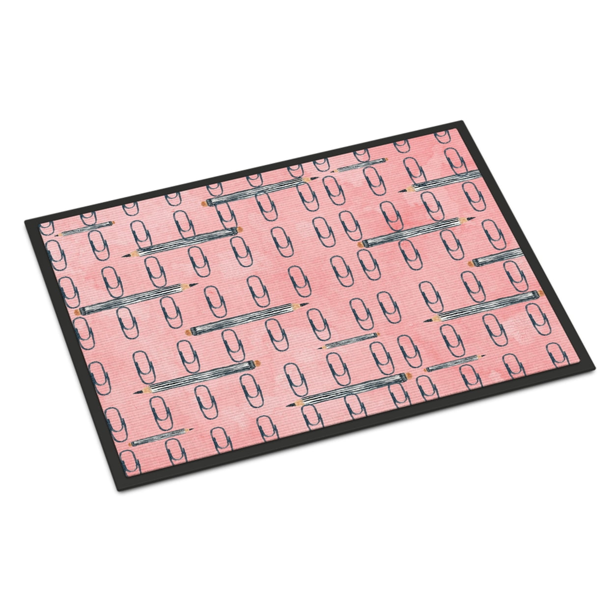 Watercolor Organized Paper Clips Pink Doormat 24x36