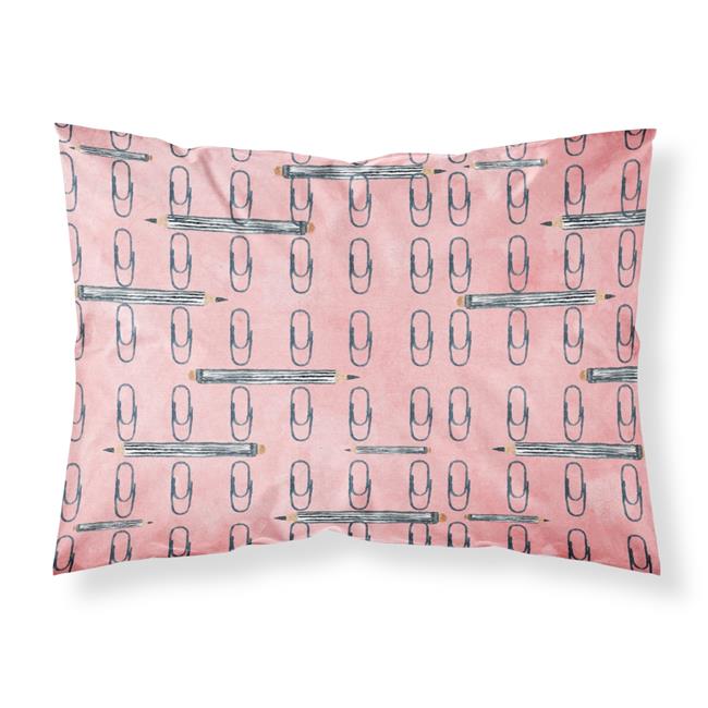 Watercolor Organized Paper Clips Pink Fabric Standard Pillowcase