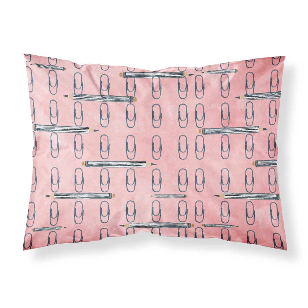 Watercolor Organized Paper Clips Pink Fabric Standard Pillowcase