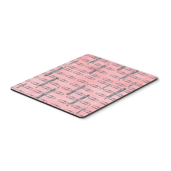 Watercolor Organized Paper Clips Pink Mouse Pad - Pink - 9.5 x 0.25 x 8 in
