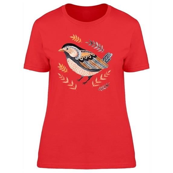 Watercolor Ornate Bird Autumn T-Shirt Women -Image by Shutterstock, Female Small