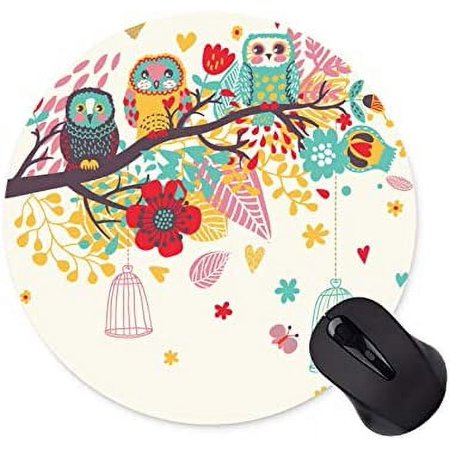 Watercolor Owl Background Mouse Pad Round Non-Slip Mouse Pad Office Computer Accessories Mouse Pad Gaming Mouse Pad (200mm x 200mm x 3mm)