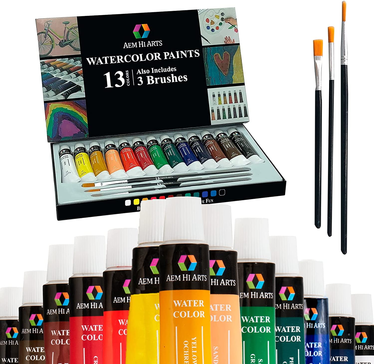 Nicpro Watercolor Paint Set, 48 Water Colors Kit with 3 Squirrel Brush