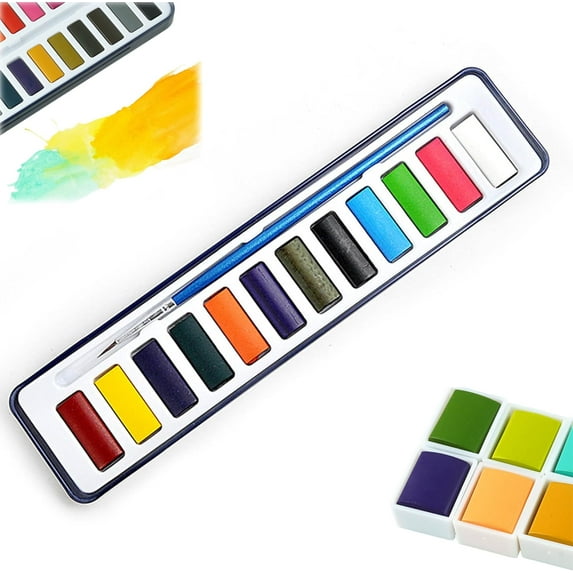 Watercolor Paint Set, 12/18/24/36 Vibrant Colors Watercolor Palette, Watercolors Palette, Watercolor Paints with Brush, Mini Portable Travel Watercolor Set Kids, Student and Beginners