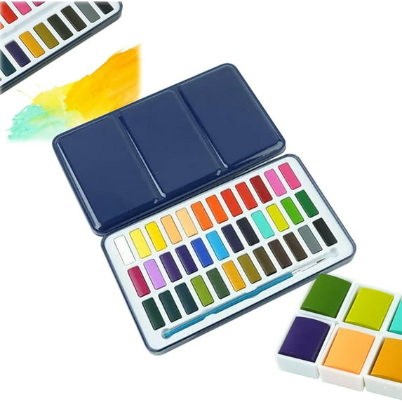 Watercolor Paint Set, 12/18/24/36 Vibrant Colors Watercolor Palette, Watercolors Palette, Watercolor Paints with Brush, Mini Portable Travel Watercolor Set Kids, Student and Beginners