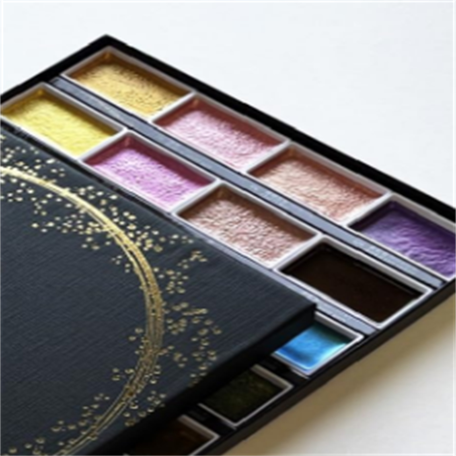 Watercolor Paint Set 24 Glittery Colors II - Metallic, Professional-quality art supplies for artists adult painting aketching, Non-Toxic, Made in Japan