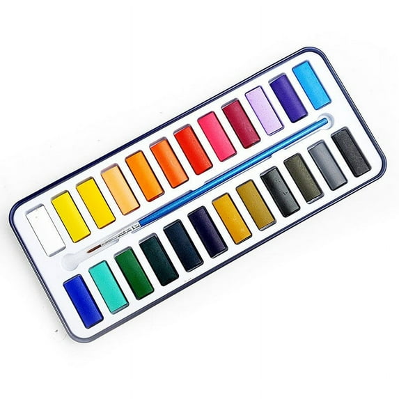 Watercolor Paint Set under $5! Yannianjz Solid Watercolor Paint Set, Metal Tin Watercolor Kit with Brush, 12-36 Color Watercolor Paints for Artists and Beginners, Portable Painting Set