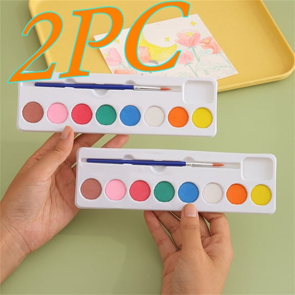 Watercolor Paint Set Clearance 2 Pack 8 Colors Watercolor Paint with Paint Brush Washable Water Color Paint Sets for Kids Party Birthday Classroom