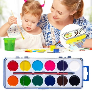 Watercolor Paint Set For Kids Washable Paints In 12 Colors With Paintbrush Fun And Learning Tool For Home And School Ideal Water Paints For Kids And Watercolo
