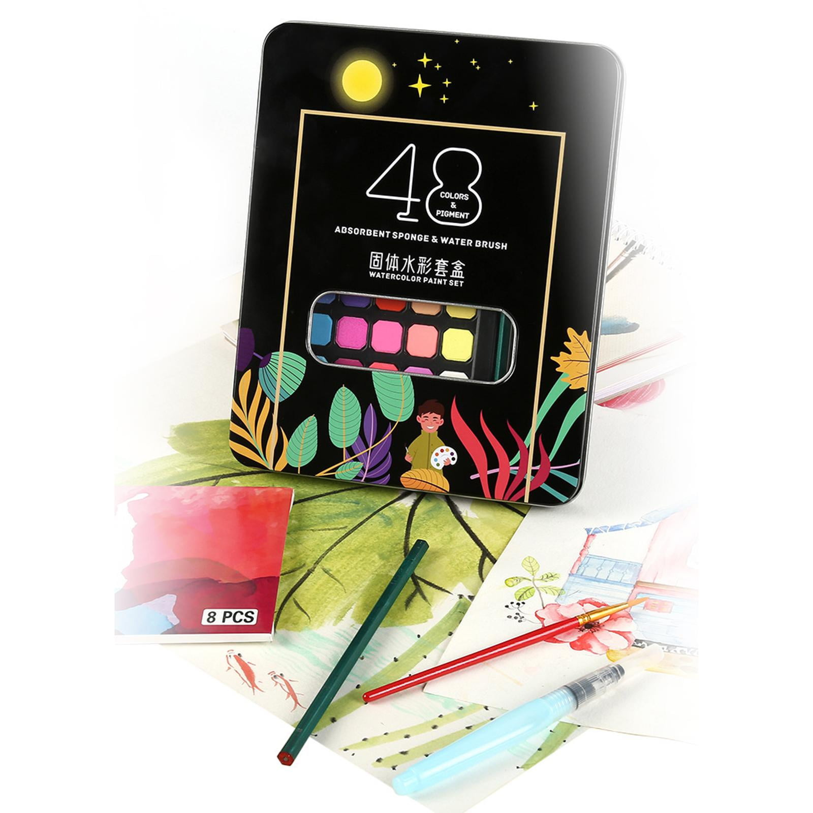 Watercolor Paint Set Pigment Paint Professional Watercolor Paper Art Portable Water Colors for Kids Adults Students Painters Beginners black
