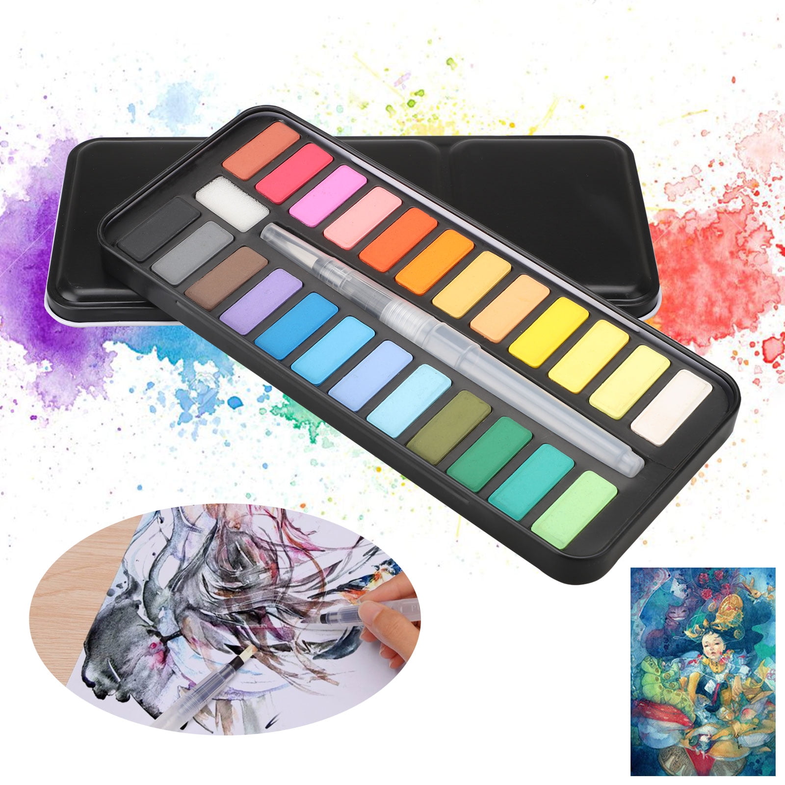  Watercolor Paint Set - 24 Vivid Colors Watercolor Set For Kids  And Adults,Lightweight & Portable Water Paint,Art Supplies Watercolor Blue  Metal Box Paintbrush Included : Arts, Crafts & Sewing