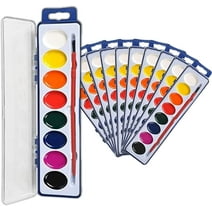 Watercolor Paint Sets Bulk Set Of 12 With 8 Washable Colors, Quality Paintbrushes