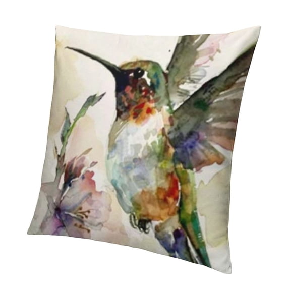 Watercolor Painting Birds Throw Pillow Cover Super Soft Decorative Animal Hummingbird Pillowcases Cushion Covers Square