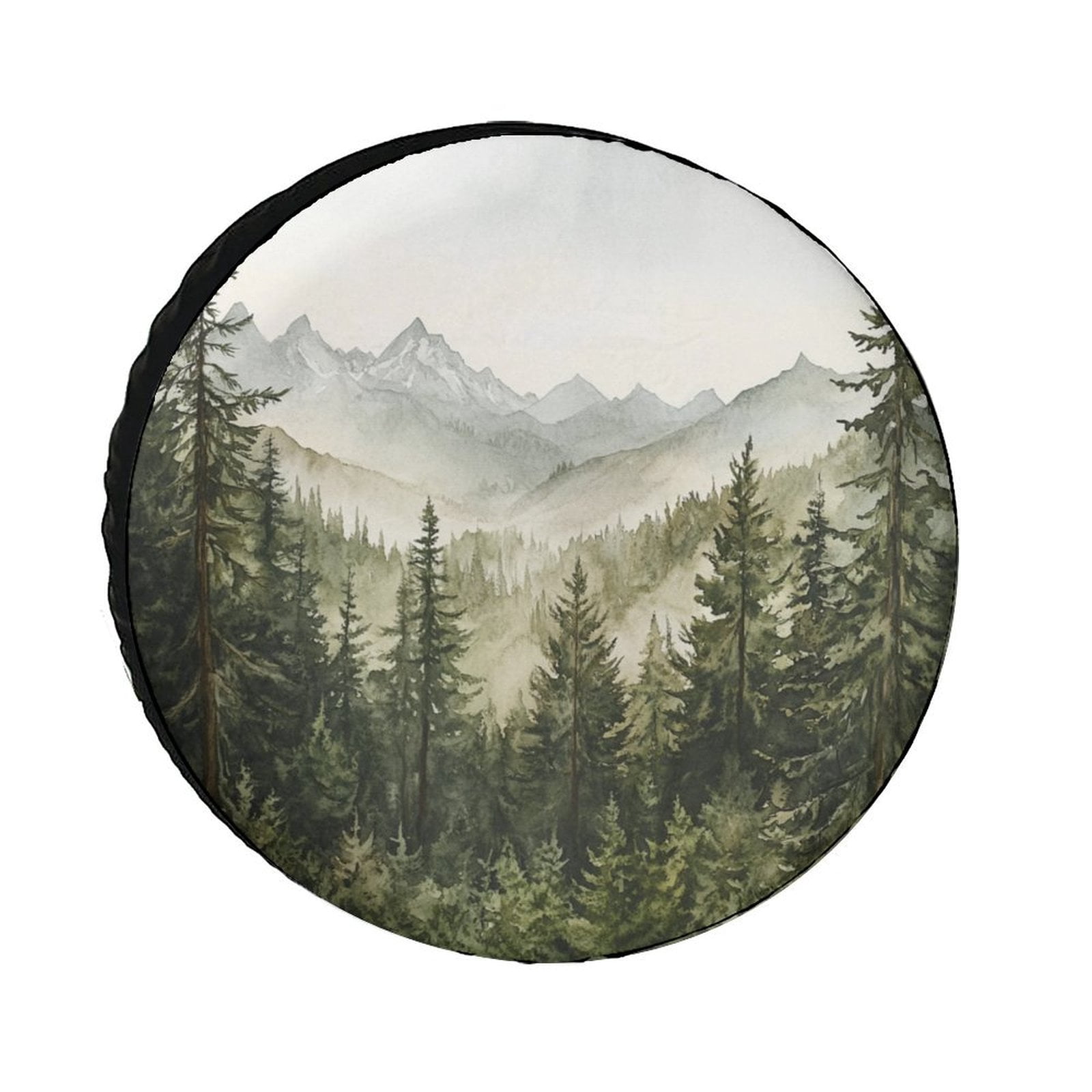 Watercolour Protection Watercolor Painting of The Mountains And Forest Camping Spare Tire ...