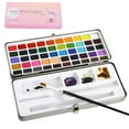 thumbnail image 1 of Watercolor Painting Set, 50 Vivid Colors in Portable Box, Include Brush Palette Sponge, Travel Watercolor Set for Children to Adults, 1 of 9