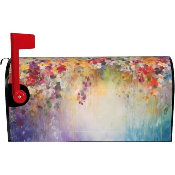 Watercolor Painting Spring Flower Magnetic Mailbox Covers, Mail Wraps Garden Yard Home Decor for Outdoor Large Size 25" Lx 21" W\u2026