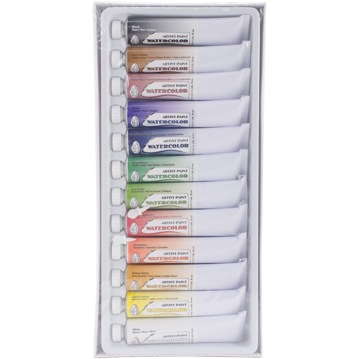 Assorted Colors 21ml Watercolor Paint Tubes, 12 Pack