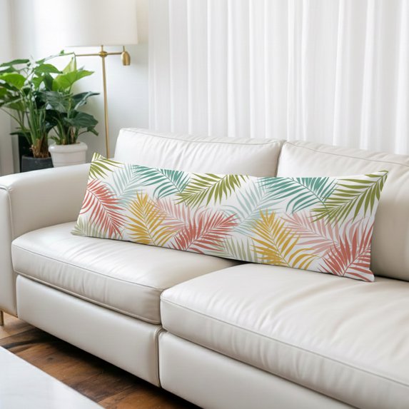 Watercolor Palm Leaves Body Pillow Cover, Pillowcase Protectors with Zipper, Breathable Decorative Throw Pillow Case Cover, Summer Tropical Botanical Bohemia Pillow Shams for Couch Sofa 20x54Inch