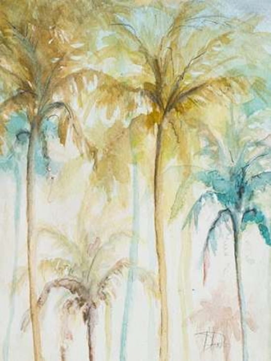 Watercolor Palms in Blue II Canvas Art - Patricia Pinto (18X24)