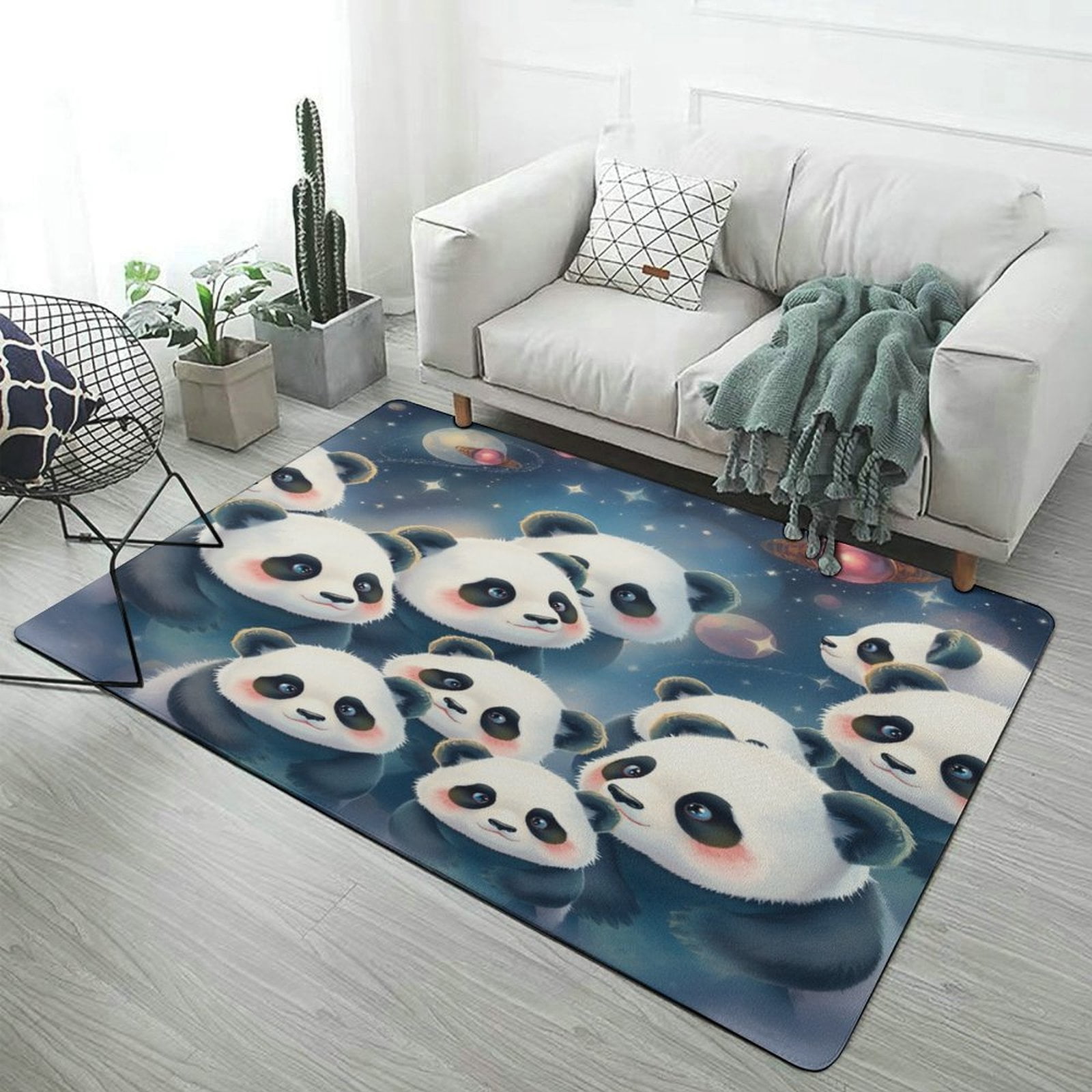 Real Panda Rug Watercolor Panda Carpet Area Rug Room Living Room Bedroom Large Rug ...