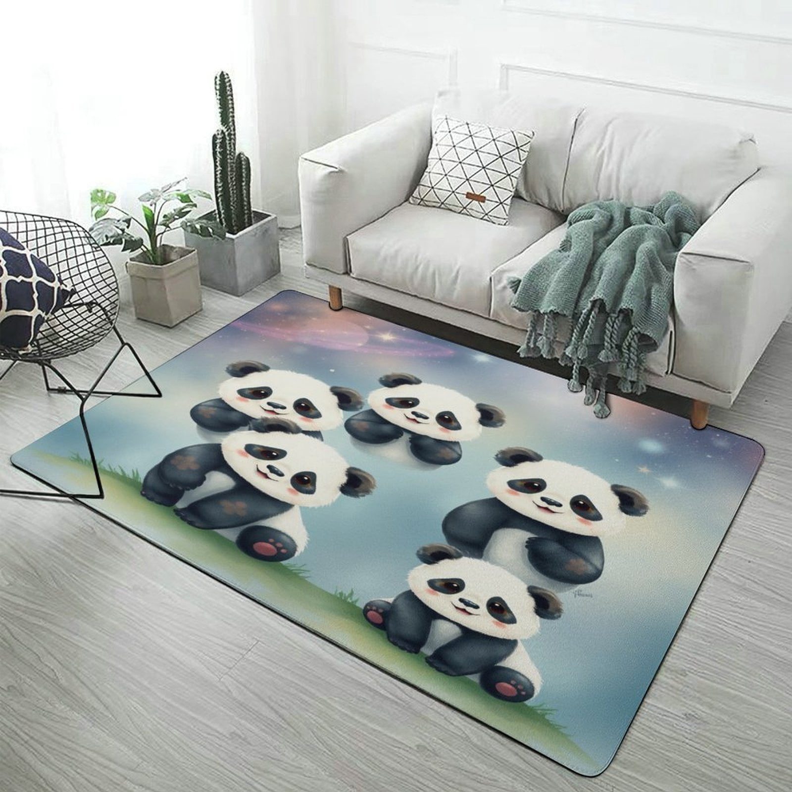 Watercolor Panda Carpet Area Rug Room Living Room Bedroom Large Rug ...