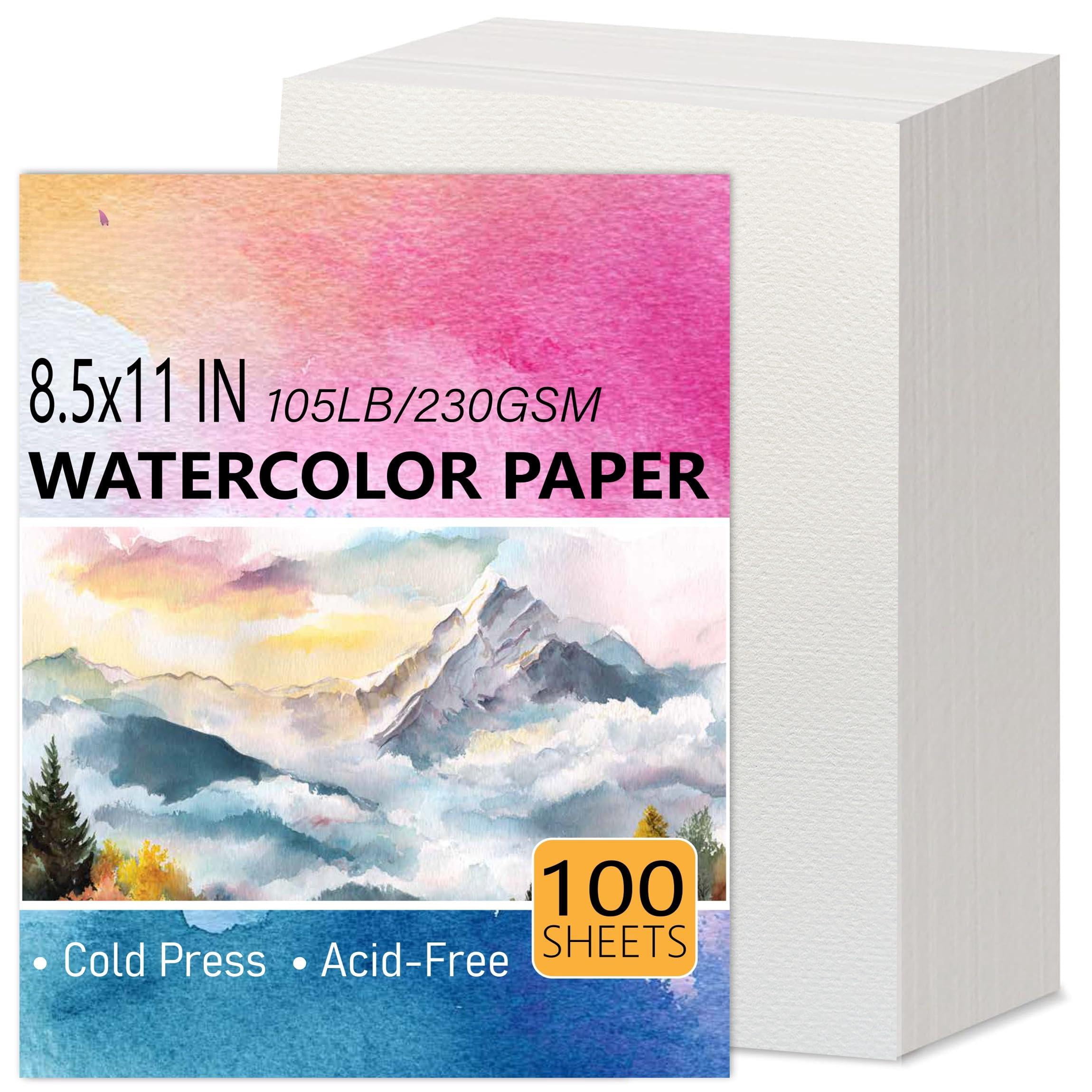 Watercolor Paper 100 Sheets 8.5x11 Inches Cold Press for Painting and Crafting