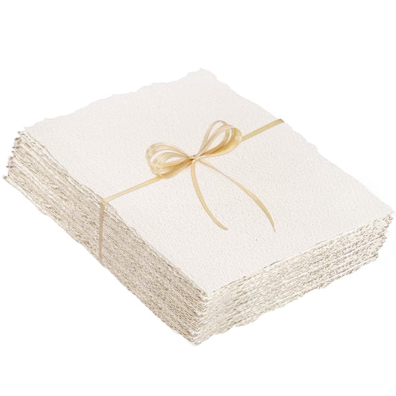 Watercolor Paper 4x6 Inch 50 Sheets, 300 GSM Rough Texture Cotton Paper with Deckled Edges for Invitations, Sketching, DIY Crafts, White