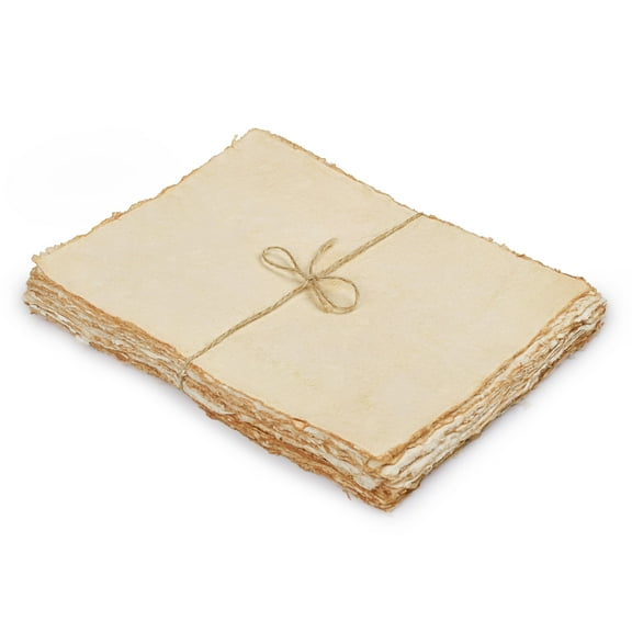 Watercolor Paper, 50 Sheets 7x5 Inch, 150 GSM Thick Deckle Edge Paper, Virgin Cotton Handmade Acid Free Paper, Vintage Toned, For Watercolor, Oil Pastel, Pencil, Charcoal, Ink, Mixed Media, Drawing