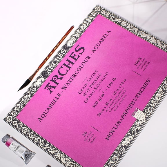 Watercolor Paper Block, Hot Press, 10" x 14", 140 pound