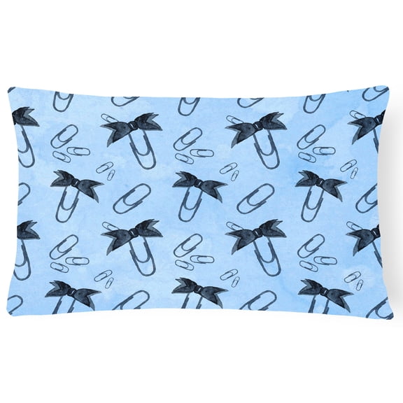 Watercolor Paper Clips Blue Canvas Fabric Decorative Pillow
