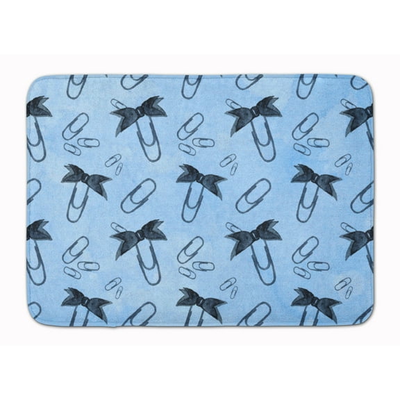 Watercolor Paper Clips Blue Machine Washable Memory Foam Mat