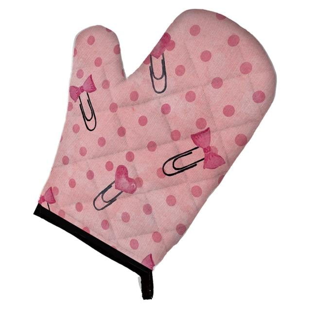 Watercolor Paper Clips & Polkadots Pink Oven Mitt - Pink