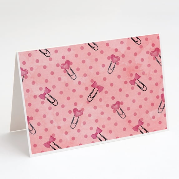 Watercolor Paper Clips and Polkadots Pink BB7543DS66 Greeting Cards and Envelopes Pack of 8