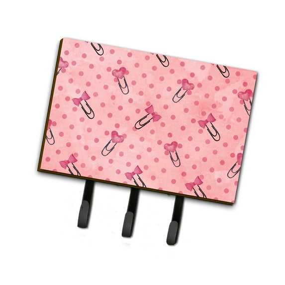 Watercolor Paper Clips and Polkadots Pink Leash or Key Holder