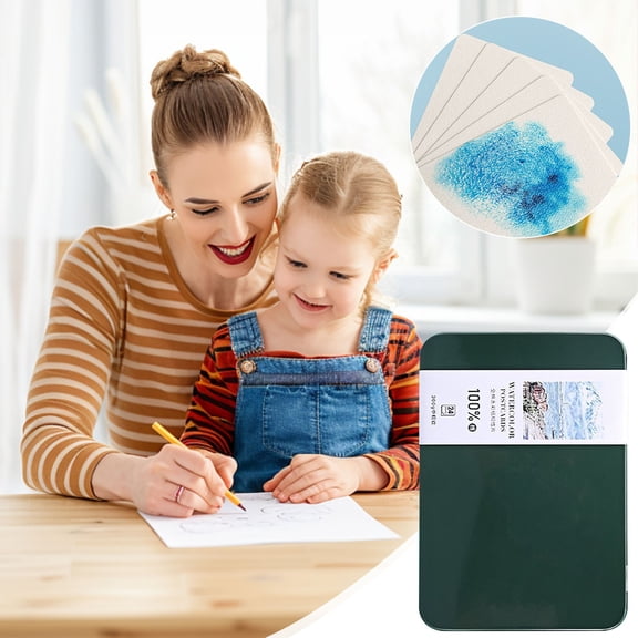 Watercolor Paper Watercolor Paper Tin Box 300g Postcard Art Paper with Textured Green Storage Case for Artists and Students Acid-Free Sketching and Painting Supplies NCHKUN