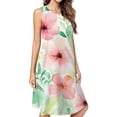 thumbnail image 1 of Watercolor Pastel Floral Art Print Spring Summer Dresses For Women Fashion Dress Casual Sleeveless Loose Sundress With Pockets, 1 of 4