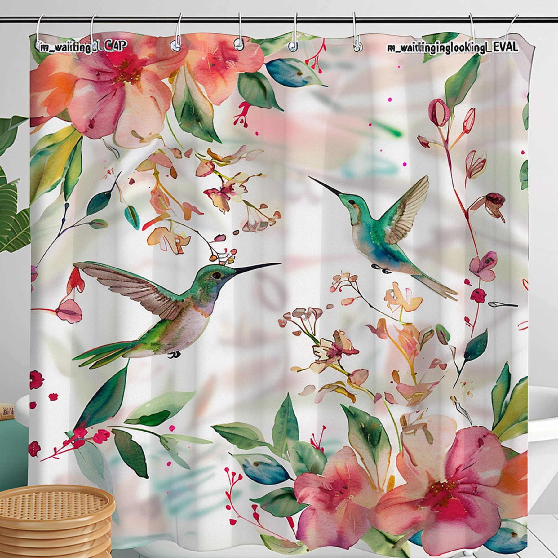 Watercolor Pastel Hummingbirds and Flowers Shower Curtain Modern Boho ...