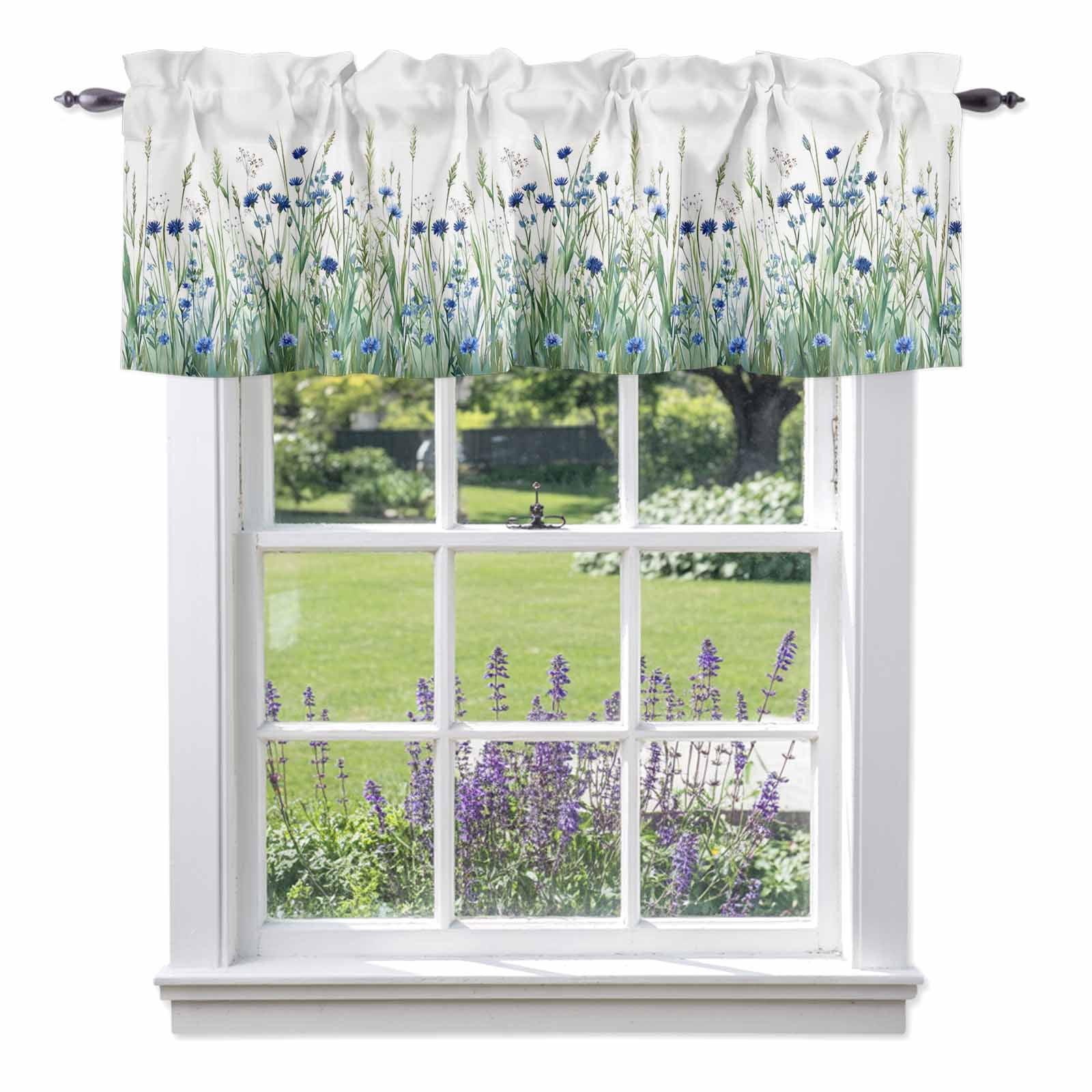 Watercolor Pastoral Farm Botanical Valances for Windows,Rod Pocket ...