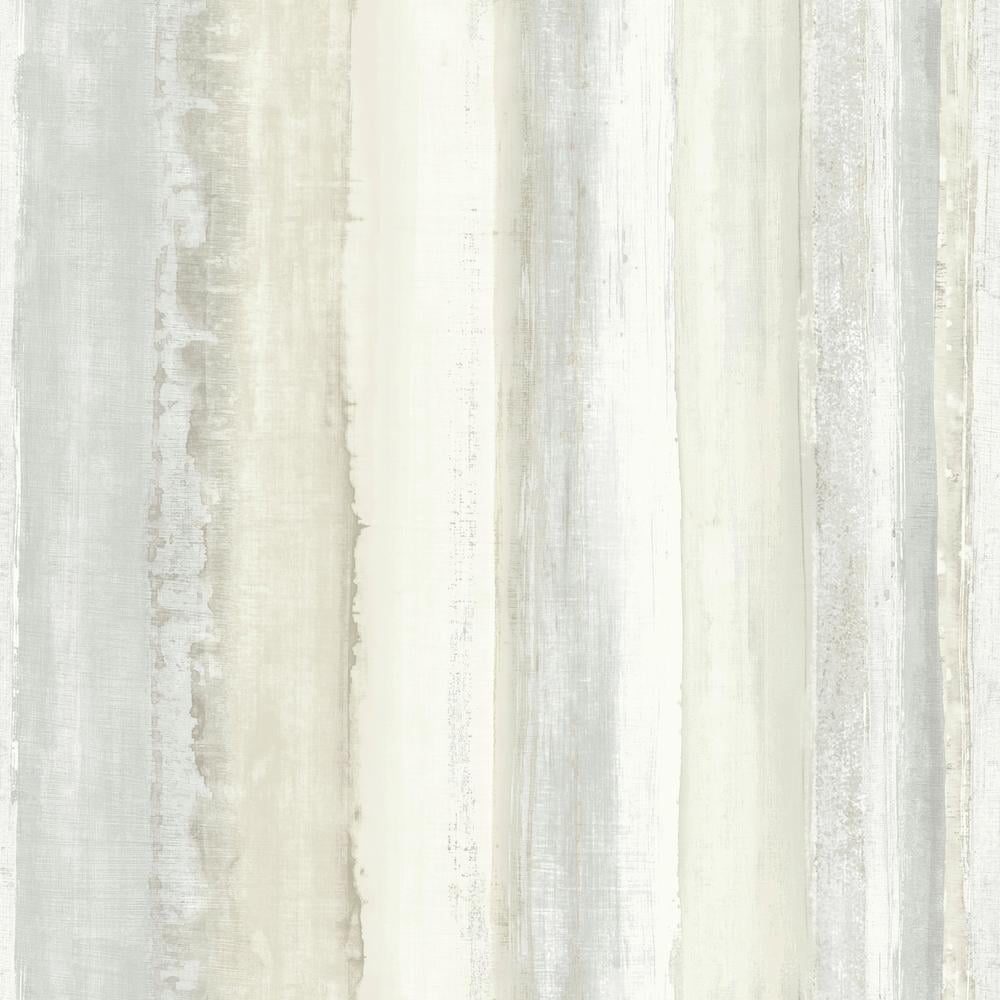 Tan Watercolor Stripe Peel and Stick Vinyl Wallpaper