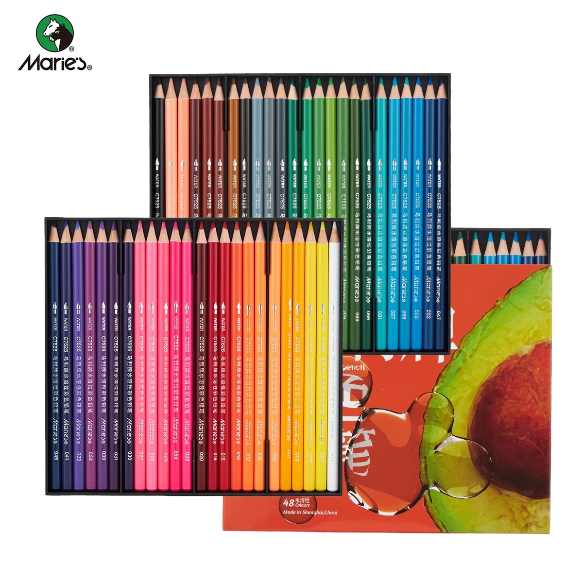 Watercolor Pencils 48 Colors Set – Water-Soluble Colored Pencils for Adult Coloring Books, Artists, Beginners – Vibrant Pigments