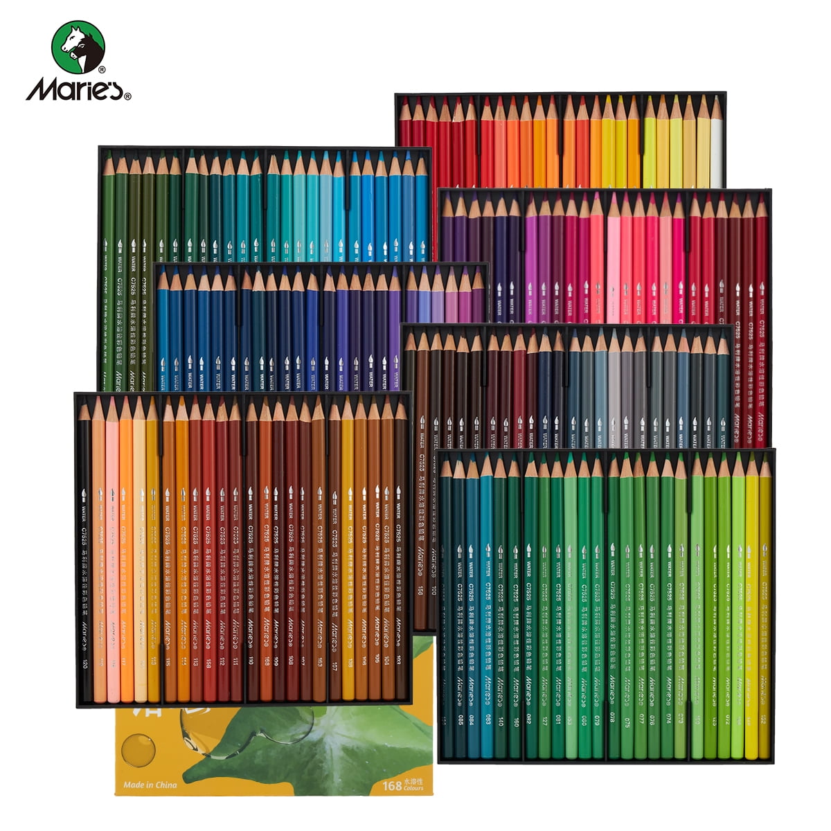 Watercolor Pencils - Colored Pencils Set Of 168 Beautiful Blending Effects With Wet Or Dry Water Soluble Pencils For Adult Beginners Coloring Books, Soft Core, Ideal Drawing Blending Shading