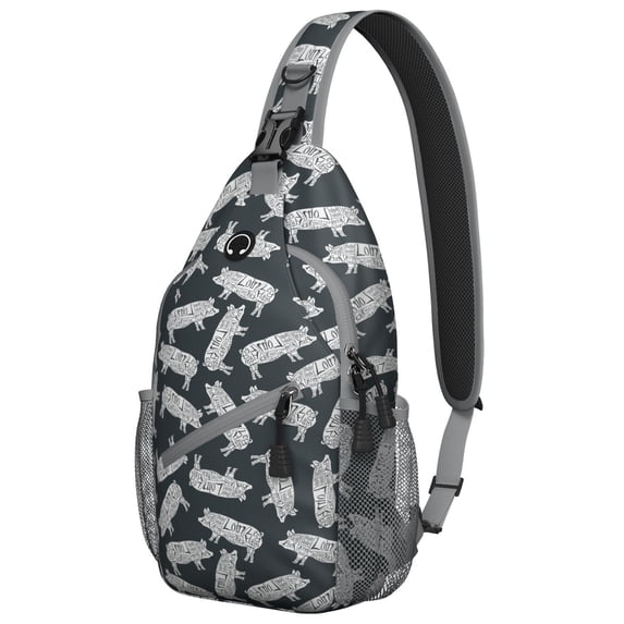 Watercolor Pig Backpack - Multipurpose Crossbody Shoulder Bag for Women Hiking Backpack