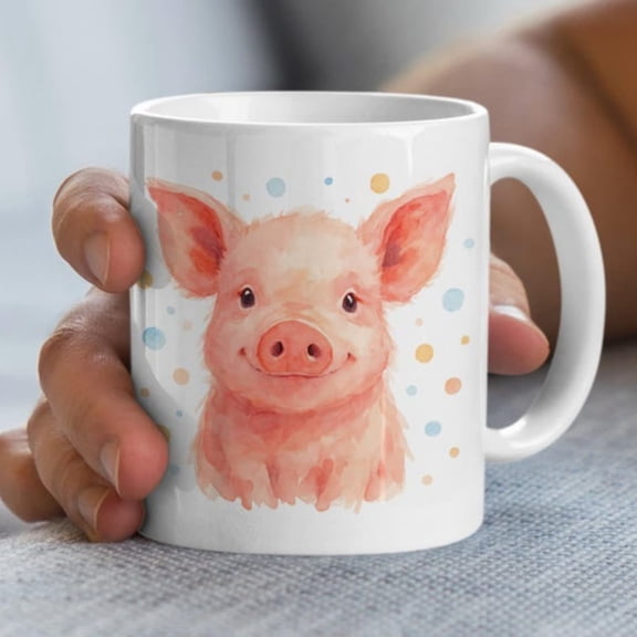 Watercolor Pig Mug, iling Pigleoffee Cup, Farm Animal Lover Gift.